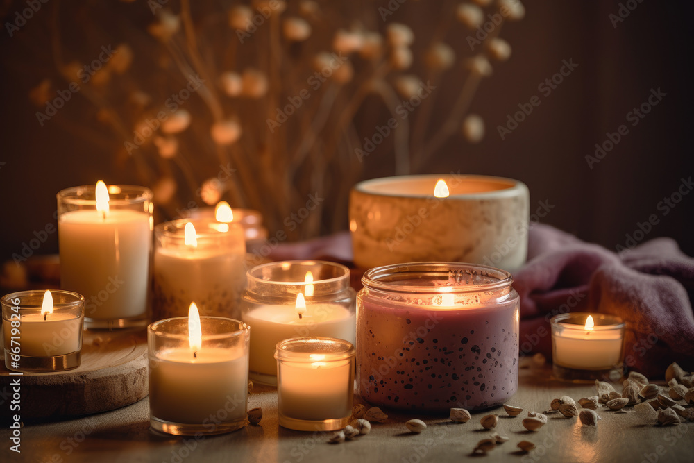 Poster candles on the table - generative ai