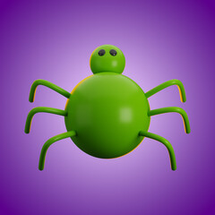 Halloween spider icon 3d rendering on isolated background