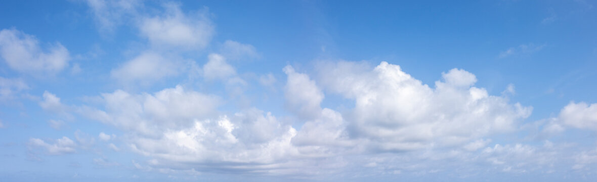 panoramic blue sky with white clouds
