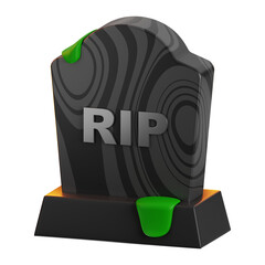 Halloween tombstone icon 3d rendering on isolated background transparent PNG