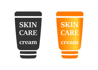 Skincare product icon, cream cosmetic tube, beauty, simple outline flat style vector illustration