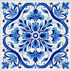 Fototapeta na wymiar Pattern of azulejos tiles. Illustration style