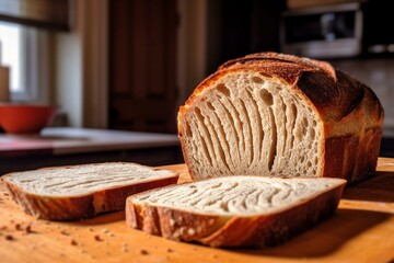 Sliced sourdough bread. Generative AI