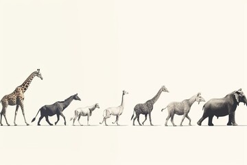 Animals walking towards the left. Generative AI
