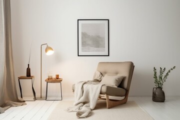 A cozy room with a framed picture, isolated on a white background. Generative AI