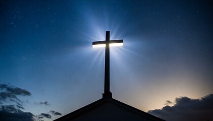 the cross is lit in the sky