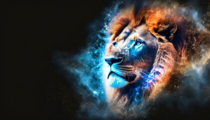 lion animal kingdom collection with amazing effect - obrazy, fototapety, plakaty