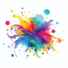 Bright colorful watercolor splash splatter stain brush strokes on white background. Modern vibrant aquarelle spot. Rainbow trendy isolated design on white. Element. Vector watercolor illustration