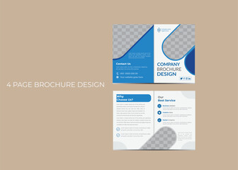 business bifold brochure or magazine cover design vector template
