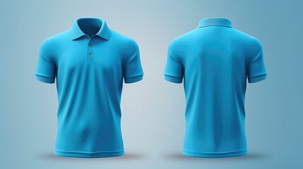 Blue polo t-shirt design template, ready for mockup