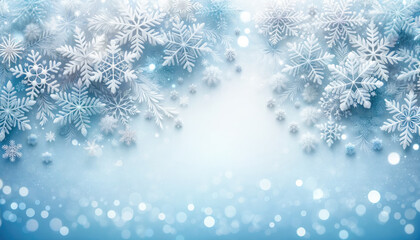 Winter magical background with snowflakes. Abstract winter scene.