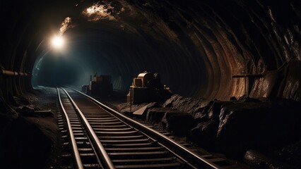 Naklejka premium mine tunnel depict the essence of subterranean coal mining