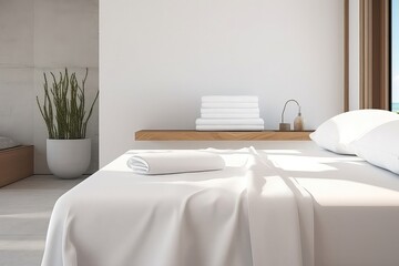 Hotel Room With Fresh Towels On Bed Created With Ai