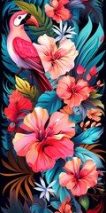 abstract floral background, color vertical illustration of flowers