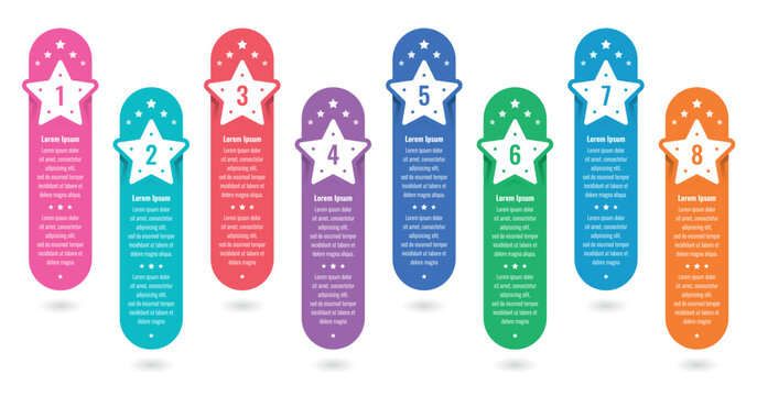 eight options statistical informational template. annual report, internet, web infographic template. star information template