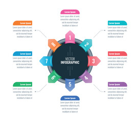 eight options statistics informational template. annual report, internet, web infographic template. circle information template
