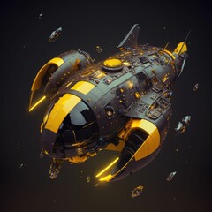 Toy spaceship om dark background