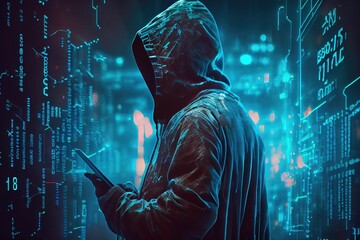 Digital vigilante: unmasking the power of cyber security hackers - obrazy, fototapety, plakaty