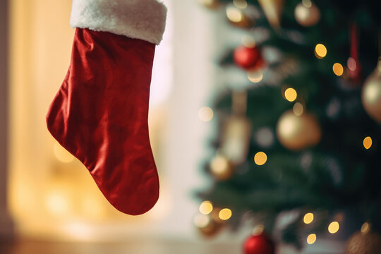 Christmas Stocking Surprise - stuffed Christmas stocking  - AI Generated