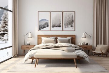 Mid Century Modern Bedroom With Winter Theme