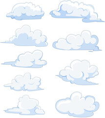 cloud set cartoon. cloudy nature, weather space, atmosphere summer cloud sign. isolated symbol vector illustration