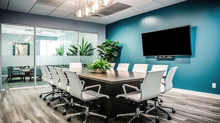 Fototapeta na wymiar Inspiring office interior design Modern style Conference Room featuring Large conference table architecture. Generative AI AIG 31.
