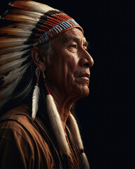 Native american Cief headress portrait, wild west style - 667213242