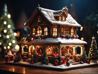 Gingerbread house. Abstract Xmas background, anime styled - 667213288