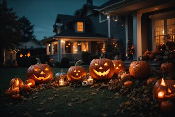 Halloween Decorations with Jack-O'-Lanterns