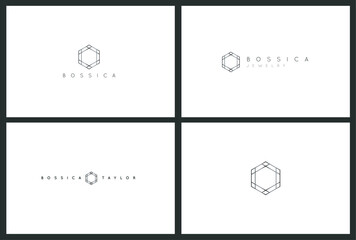 Minimalistic line logo design template collection. Simple line logo set vector bundle.