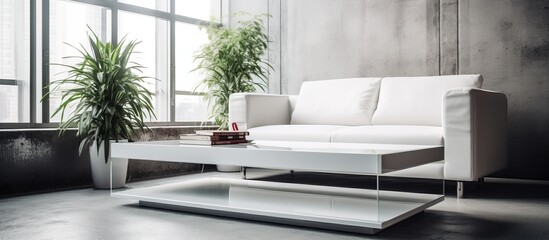 Coffee table in a modern office with a white design