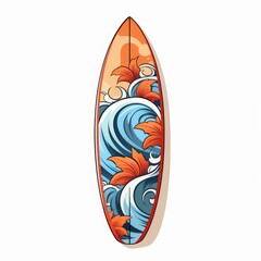 Surfboard, cartoon style, single, white background. AI generated