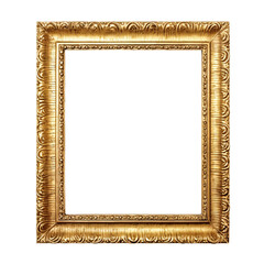 antique gold picture frame, isolated on transparent background