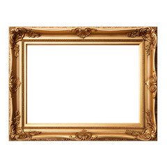 Antique gold picture frame isolated, Luxury horizontal rectanglepicture frame 