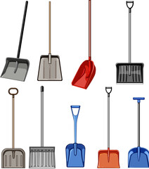 snow shovel set cartoon. outdoors storm, ice clean, weather season snow shovel sign. isolated symbol vector illustration © PikePicture