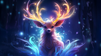 Tiny Cute KAWAI Elk Wearing Adorable Christmas Outfit in a Happy and Festive Setting