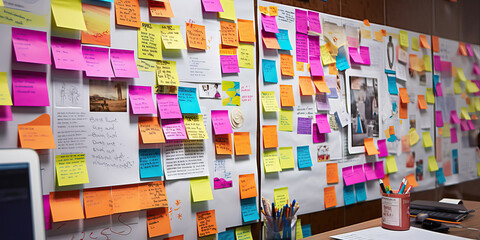 A Colorful Bulletin Board of Business Ideas and Tasks
