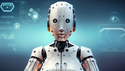 humanoid robot face illustration background