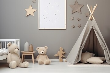 Stylish Childrens Room With Toys And Furniture
