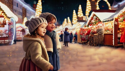 Obraz premium Christmas time with children