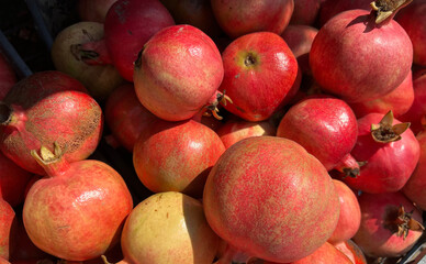 pomegranate fruits close-up. natural background.