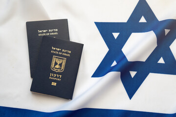 Israeli international passports on the Israeli flag