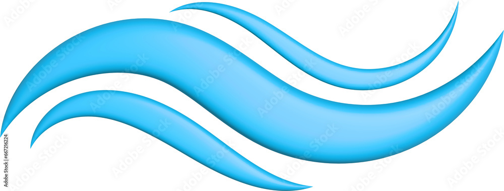 Poster 3d rendering wave icon. illustration with shadow isolated on white.