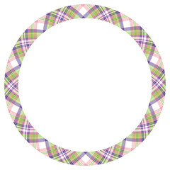 Circle borders and frames . Round border pattern geometric vintage frame design. Scottish tartan plaid fabric texture. Template for gift card, collage, scrapbook or photo album and portrait..