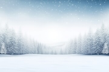 Winter Wonderland With Snow And Blurred Forest Background
