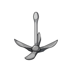 metal boat anchor cartoon. steel symbol, vintage old, yacht blue metal boat anchor sign. isolated symbol vector illustration