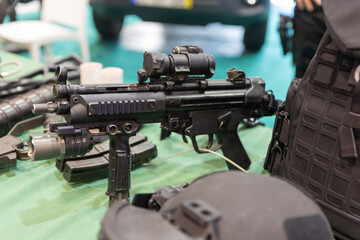 Mounted machine gun on a stand - close up