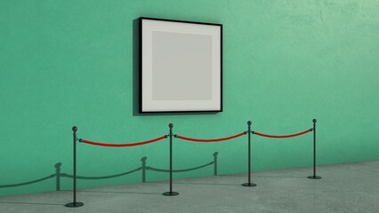 Modellazione e rendering 3d di una parete con quadro in un ambiente colorato - obrazy, fototapety, plakaty