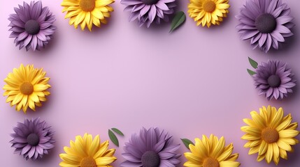  a bunch of flowers that are on a pink background with a place for text.  generative ai
