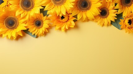  a bunch of yellow sunflowers on a yellow background.  generative ai